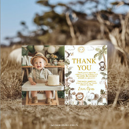 Safari Jungle Animals Birthday Party Photo Bedankkaart