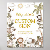 Safari Jungle Animals Birthday Table Sign Poster (Voorkant)