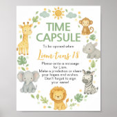 Safari Jungle Animals Birthday Time Capsule Sign Poster (Voorkant)