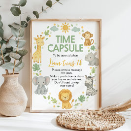 Safari Jungle Animals Birthday Time Capsule Sign Poster