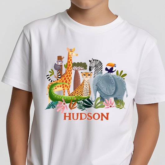 Safari jungle animals boy birthday t-shirt