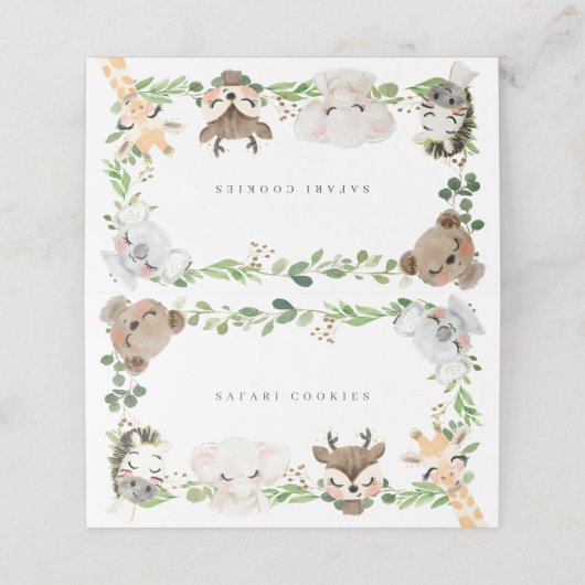 Safari Jungle Animals Buffet Food Labels Plaatskaartje (Buitenkant ongevouwen)
