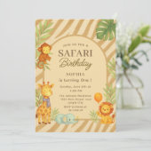 Safari Jungle Animals First Birthday  Kaart (Staand voorkant)