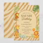 Safari Jungle Animals First Birthday  Kaart (Voorkant / Achterkant)