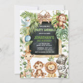 Safari Jungle Animals Greenery Birthday Kaart (Voorkant)