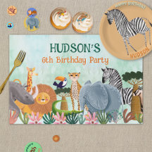 Safari jungle animals kids birthday custom paper 