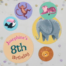 Safari jungle animals watercolor girl birthday