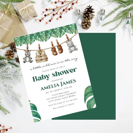 Safari Jungle Animals wild one boy Baby Shower  Kaart