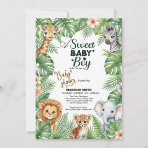 Safari Jungle Baby Borrel Uitnodiging