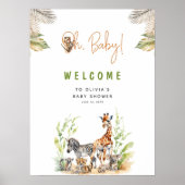 Safari Jungle Baby Dieren Baby Shower Welkom Poster (Voorkant)