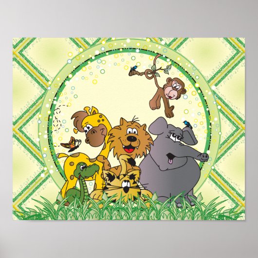 Safari Jungle Baby Dieren Poster (Voorkant)