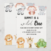 Safari Jungle Baby Invite Kaart (Voorkant / Achterkant)