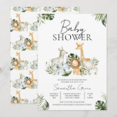 Safari Jungle Baby Shower Kaart (Voorkant / Achterkant)