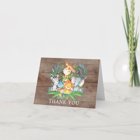 Safari Jungle Baby Shower Thank You Note Bedankkaart (Voorkant)