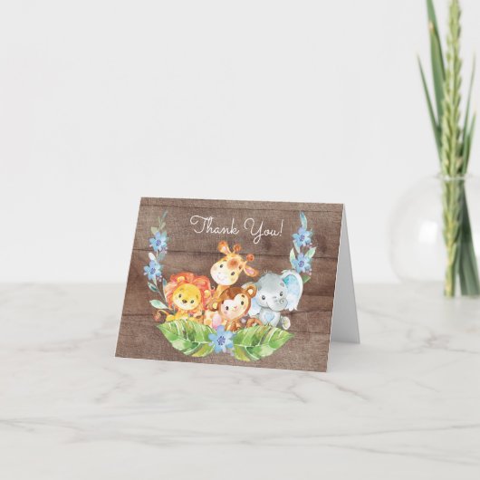 Safari Jungle Baby Shower Thank You Note Bedankkaart (Voorkant)