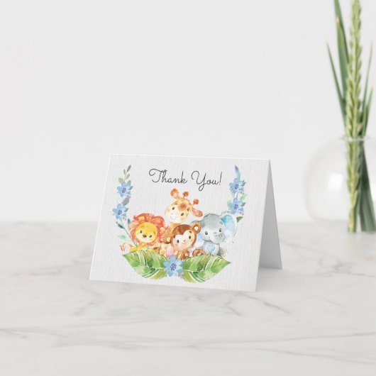 Safari Jungle Baby Shower Thank You Note Bedankkaart (Voorkant)