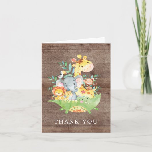 Safari Jungle Baby Shower Thank You Note Bedankkaart (Voorkant)