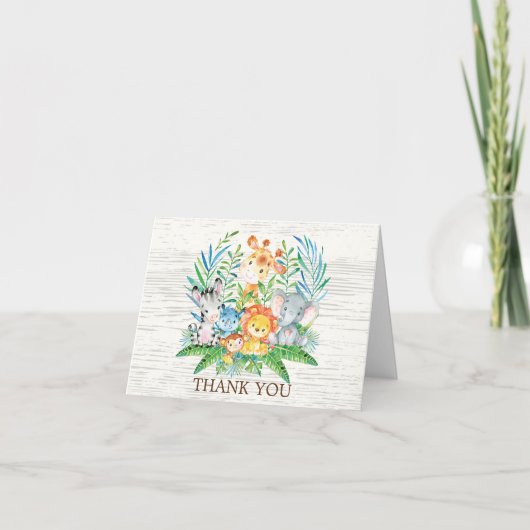 Safari Jungle Baby Shower Thank You Note Bedankkaart (Voorkant)