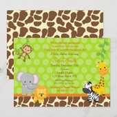 Safari Jungle Baby Shower Uitnodigingen Unisex (Voorkant / Achterkant)