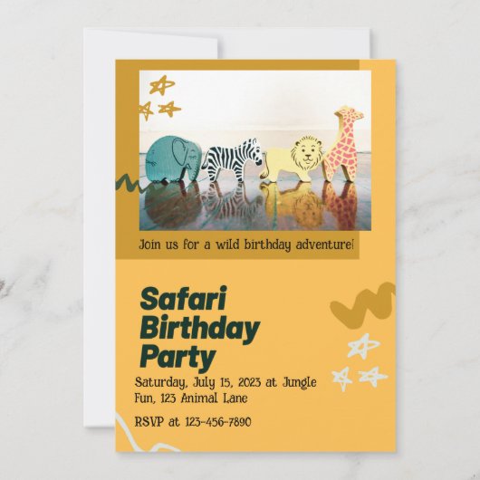 Safari Jungle Birthday – Editable Watercolor Kaart (Achterkant)