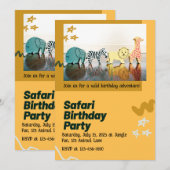 Safari Jungle Birthday – Editable Watercolor Kaart (Voorkant / Achterkant)