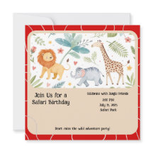 Safari Jungle Birthday Invitation