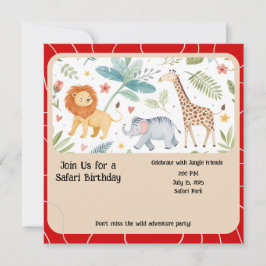Safari Jungle Birthday Invitation Kaart