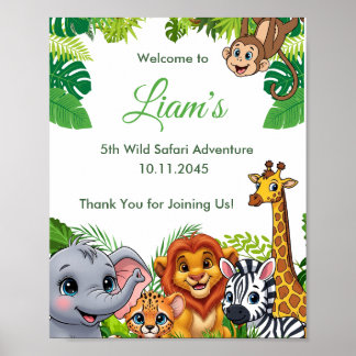 Safari Jungle Birthday Welcome Poster