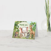 Safari Jungle Cute Dieren Wilde Eén 1e Verjaardag Bedankkaart (Voorkant)