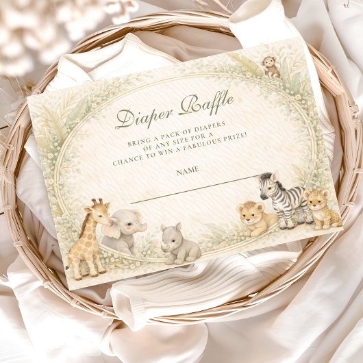 Safari Jungle Dieren Arch Luier Raffle Informatiekaartje