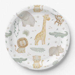 Safari Jungle Dieren Baby Shower Borden Papieren Bordje