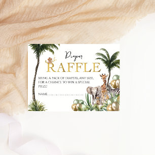 Safari Jungle Dieren Baby Shower Luier Raffle Informatiekaartje