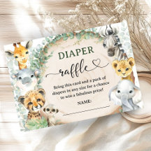 Safari Jungle Dieren Baby Shower Luier Raffle