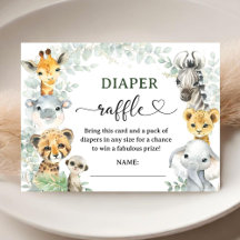 Safari Jungle Dieren Baby Shower Luier Raffle
