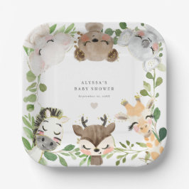 Safari Jungle Dieren Baby Shower Papieren Borden Bordje