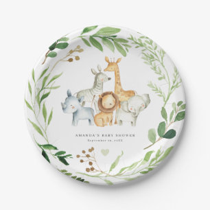 Safari Jungle Dieren Baby Shower Papieren Borden Bordje