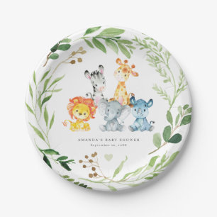 Safari Jungle Dieren Baby Shower Papieren Borden Bordje