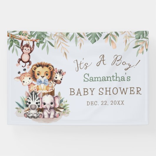 Safari Jungle Dieren Baby Shower Spandoek (Horizontaal)