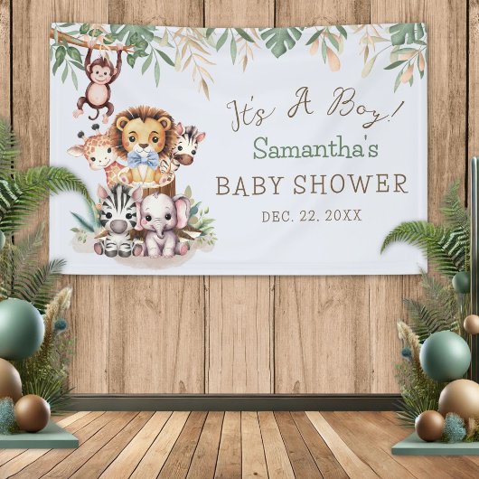 Safari Jungle Dieren Baby Shower Spandoek