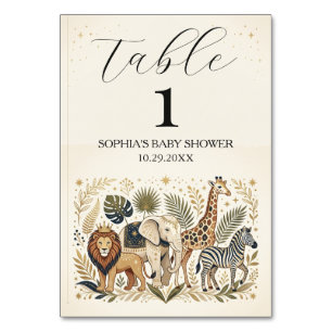 Safari Jungle Dieren Baby Shower Tafel Kaart