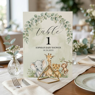 Safari Jungle Dieren Baby Shower Tafel Kaart
