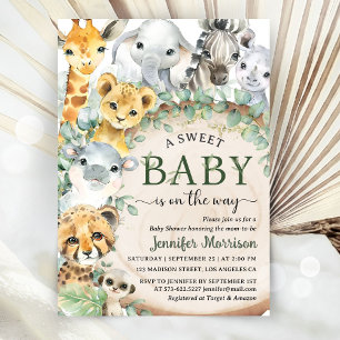 Safari Jungle Dieren Baby Shower Tropisch Rustiek Kaart
