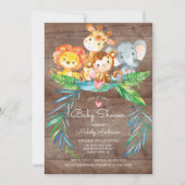 Safari Jungle Dieren Baby Shower Uitnodiging (Voorkant)