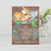 Safari Jungle Dieren Baby Shower Uitnodiging (Staand voorkant)