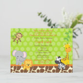 Safari Jungle Dieren Baby Shower Uitnodigingen (Staand voorkant)