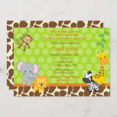Safari Jungle Dieren Baby Shower Uitnodigingen (Voorkant / Achterkant)