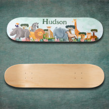 Safari jungle dieren kids op maat skateboard