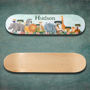 Safari jungle dieren kids op maat skateboard