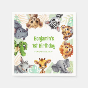 Safari Jungle Dieren Kind 1e Verjaardagsfeestje Servet