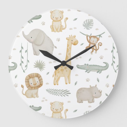 Safari Jungle Dieren Kinderkamer Klok (Voorkant)